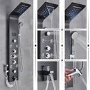 Modern black rainfall shower panel with led temperature screen bathroom