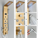 Modern black rainfall shower panel with led temperature screen bathroom