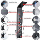 Modern black rainfall shower panel with led temperature screen bathroom