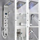 Modern black rainfall shower panel with led temperature screen bathroom