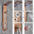 Modern black rainfall shower panel with led temperature screen bathroom