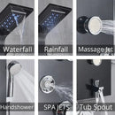 Modern black rainfall shower panel with led temperature screen bathroom