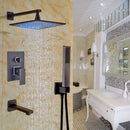 Modern brushed nickel rainfall shower set with blue led for bathroom