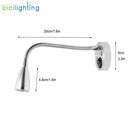 Silver and black led reading light bedroom flexible gooseneck lamp