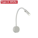 Flexible black & white led reading wall lamp for bedroom study