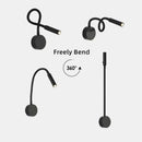 Flexible black & white led reading wall lamp for bedroom study