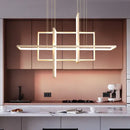 Modern black led rectangle pendant lights for dining room kitchen