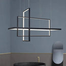 Modern black led rectangle pendant lights for dining room kitchen