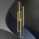 Modern gold led rectangle staircase chandelier living room light