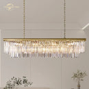 Gold rectangular crystal chandelier dining room led light