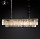 Gold rectangular crystal chandelier dining room led light