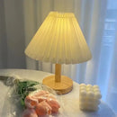 Retro pleated off-white table lamp set of 2 bedroom led light
