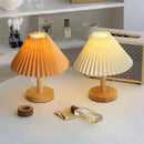 Retro pleated off-white table lamp set of 2 bedroom led light