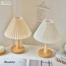 Retro pleated off-white table lamp set of 2 bedroom led light