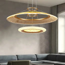 Modern gold tiered led ring ceiling chandelier for living room
