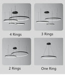 Modern black led ring chandelier living room pendant light