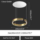 Minimalist gold & white led ring chandelier dining room pendant light