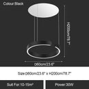 Minimalist gold & white led ring chandelier dining room pendant light