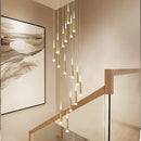 Modern gold led ring chandelier staircase cascading kitchen light