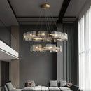 Modern gold led ripples glass cube chandelier for living room