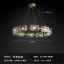 Modern gold led ripples glass cube chandelier for living room