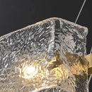 Modern gold led ripples glass cube chandelier for living room