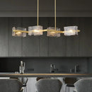 Modern gold led ripples glass cube chandelier for living room