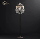 DecorBites™ LED Rococo Crystal Iron Floor Lamp Chandelier, Modern Standing Candle Light