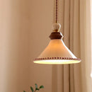 DecorBites™ LED Rose Flower Pendant Lamp Ceramic Wood Nordic Modern Hanging Light