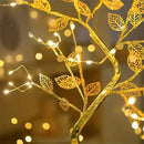 Golden tree fairy light rose leaf lamp – bedroom decoration