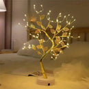 Golden tree fairy light rose leaf lamp – bedroom decoration