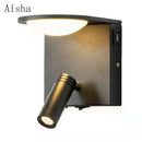 DecorBites™ LED Rotary Square Wall Lamp for Home Bedroom Study with USB Charging