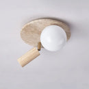 Modern travertine and wood led rotatable ceiling lamp bedroom light