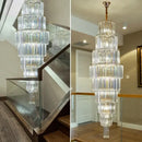 Luxury gold led rotating staircase chandelier for villa living room