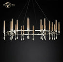Modern brass led round glass chandelier for dining room