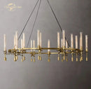 Modern brass led round glass chandelier for dining room