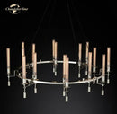 Modern brass led round glass chandelier for dining room