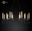 Modern brass led round glass chandelier for dining room