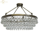 Modern brass led round glass crystal chandelier living room light
