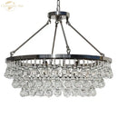 Modern brass led round glass crystal chandelier living room light