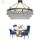 Modern brass led round glass crystal chandelier living room light