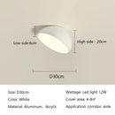 Modern white led semicircular ceiling light bedroom fixture