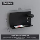 Modern matte black led shelf wall lamp bedroom usb charging port