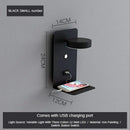 Modern matte black led shelf wall lamp bedroom usb charging port