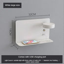 Modern matte black led shelf wall lamp bedroom usb charging port