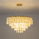 Modern gold led shell chandelier dining room tiered hanging light