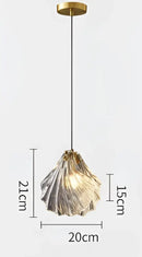 Modern scalloped glass led shell pendant light for dining room
