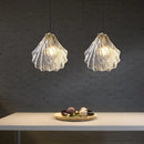 Modern scalloped glass led shell pendant light for dining room