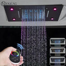 Modern black decorbites led shower faucet set bathroom rainfall head