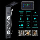 Modern black & chrome led shower panel bathroom massage system